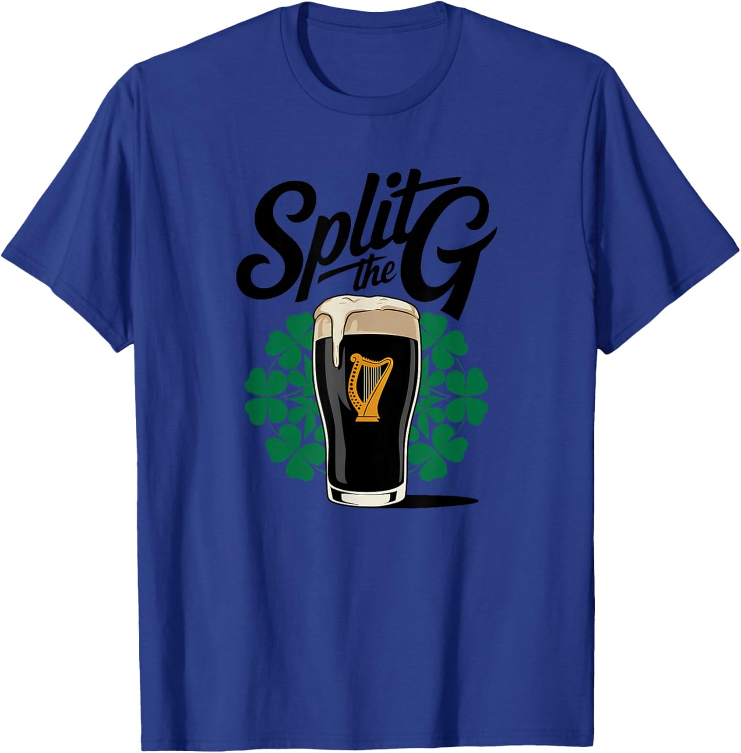 Irish Beer Split The G Shamrock Pint T-Shirt - T-Shirt | Royal
