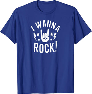 I Wanna Rock Hand Sign Loud Music Lover Rebel Humor Vibes T-Shirt - T-Shirt | Royal