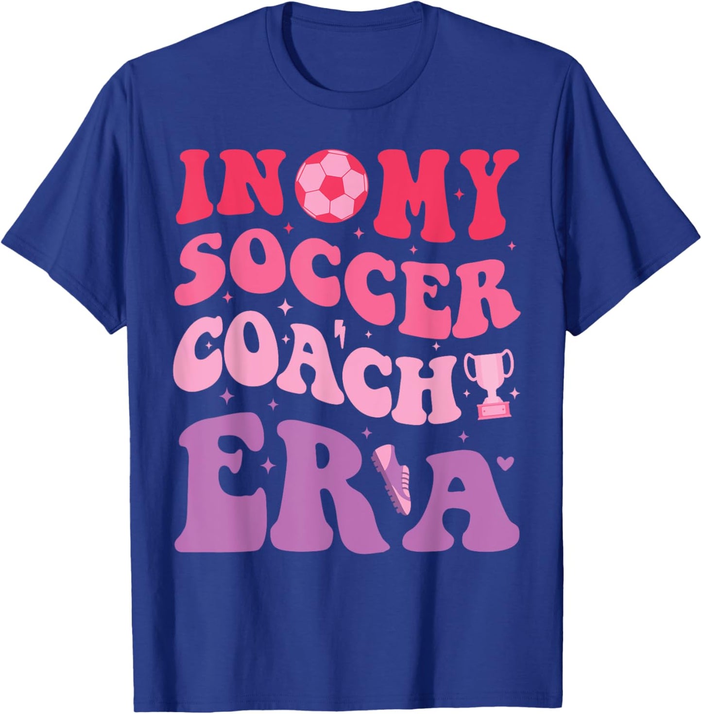 Groovy Retro In My Soccer Coach Era Design Soccer Coach T-Shirt - T-Shirt | Royal