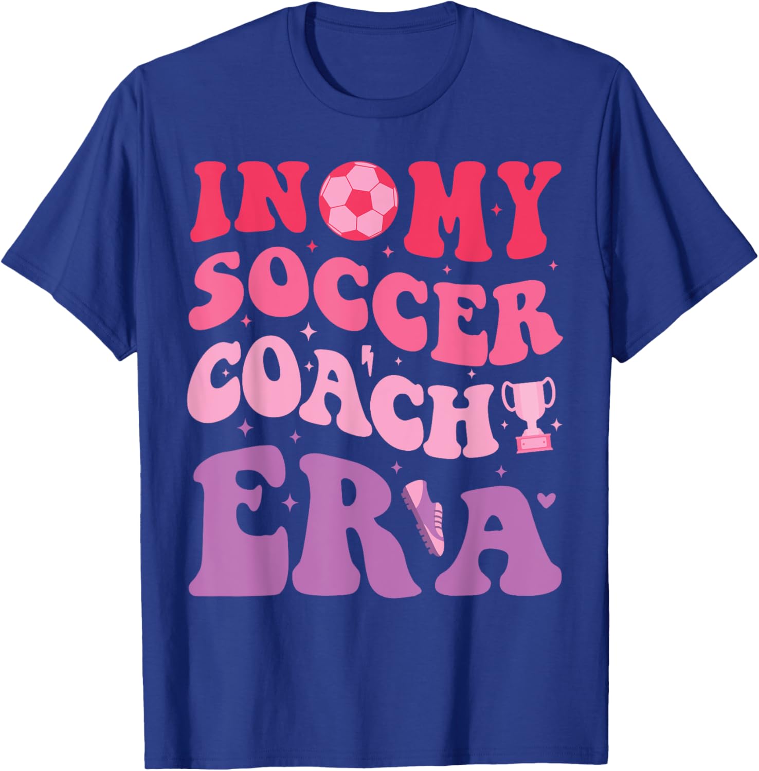 Groovy Retro In My Soccer Coach Era Design Soccer Coach T-Shirt - T-Shirt | Royal