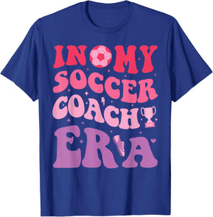 Groovy Retro In My Soccer Coach Era Design Soccer Coach T-Shirt - T-Shirt | Royal