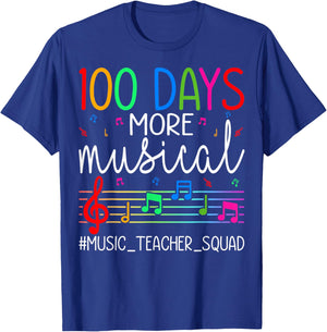 100 Days More Musical Music Teacher Squad 100th Day School T-Shirt - T-Shirt | Royal