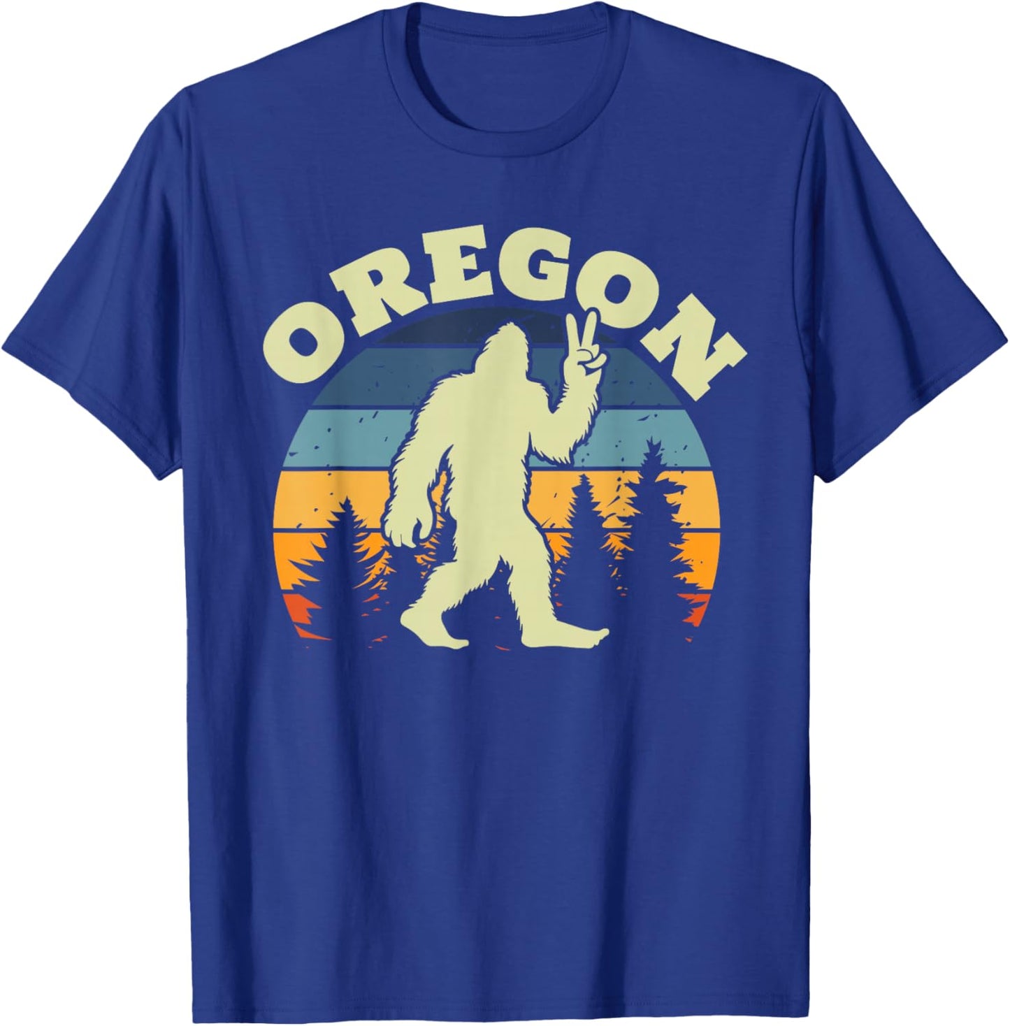 Oregon US State Bigfoot Sasquatch Silhouette Retro T-Shirt - T-Shirt | Royal