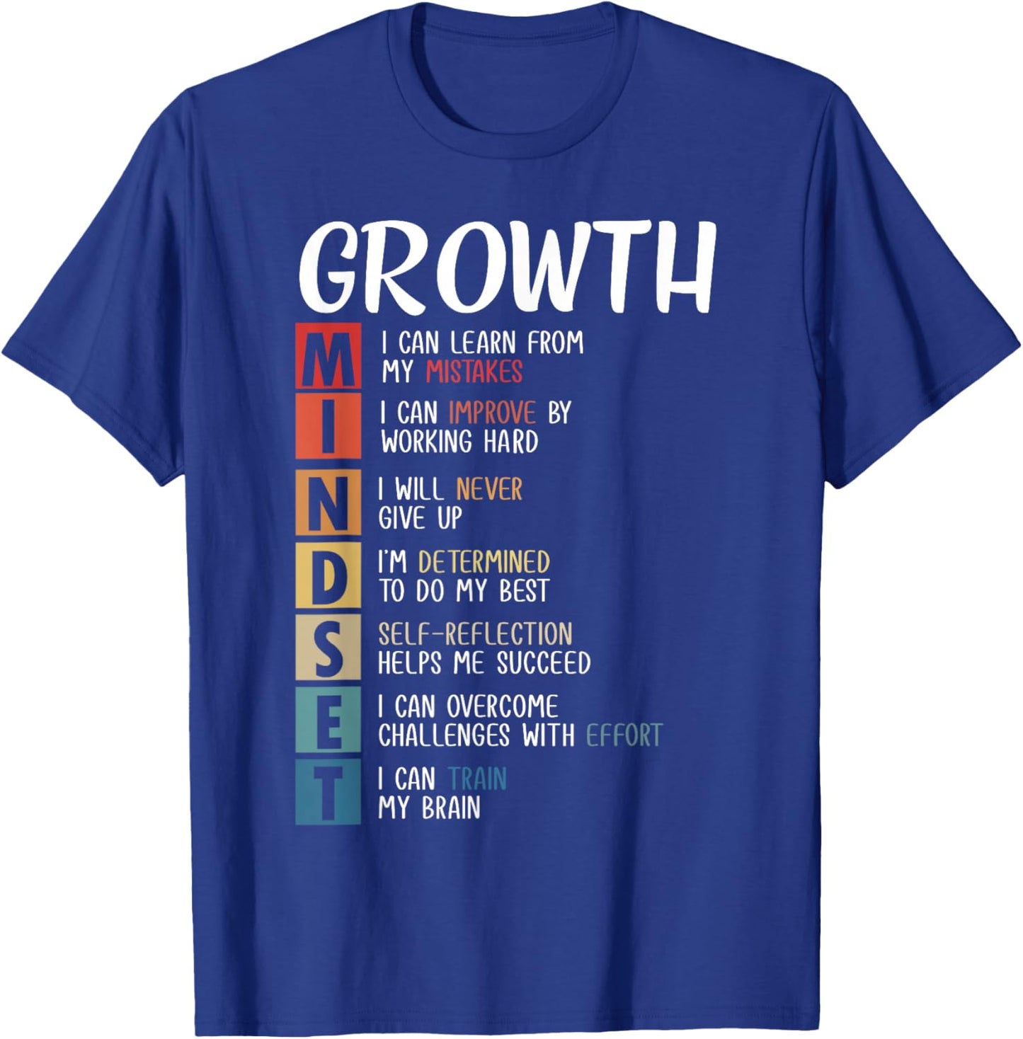 Growth Mindset Motivational Quote Classroom Teacher Women T-Shirt - T-Shirt | Royal