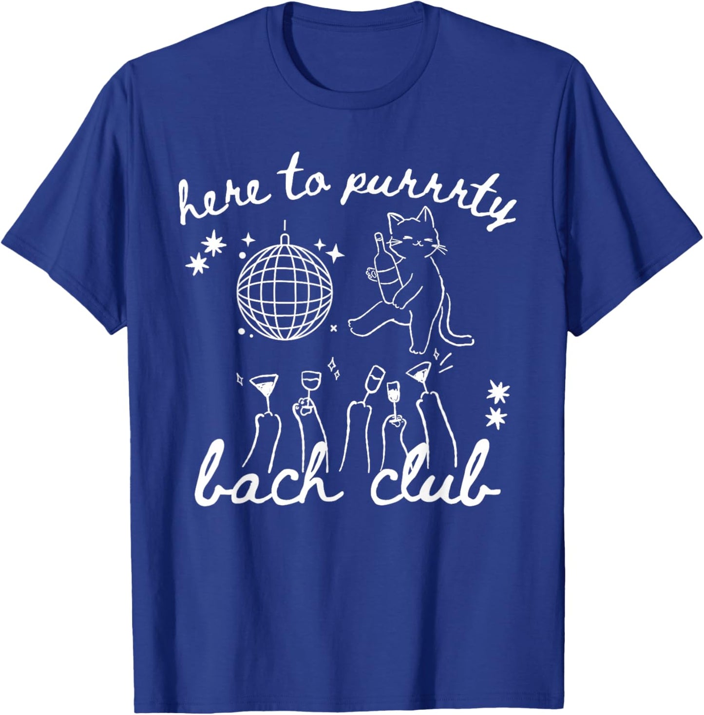 Here to purrrty Getting Meowied Bachelorette Party Cat Lover T-Shirt - T-Shirt | Royal