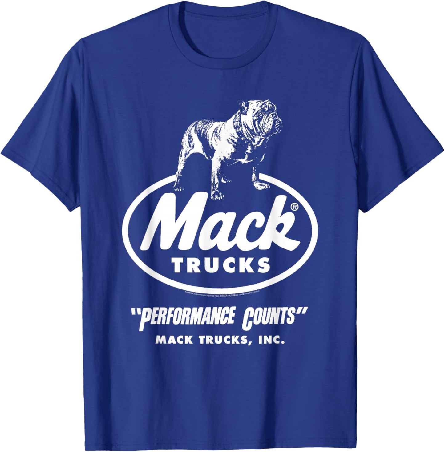 Mack Trucks Performance Counts Bulldog Logo Trucking T-Shirt - T-Shirt | Royal