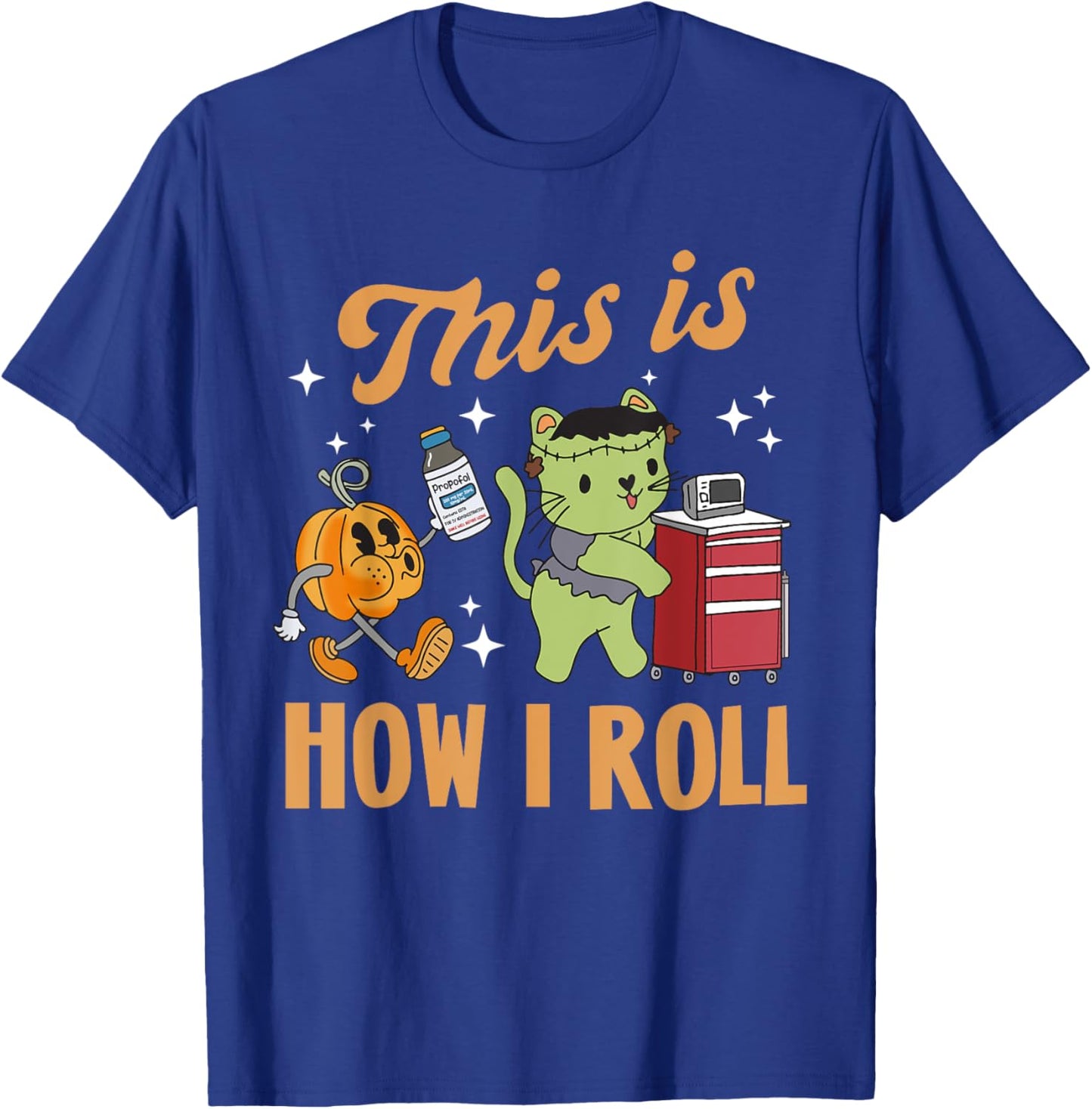 ICU Nurse Halloween Rapid Response Team RT Spooky Crash Cart T-Shirt - T-Shirt | Royal