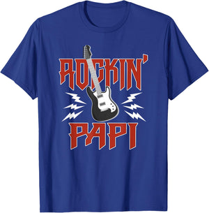 Papi Rockin One Birthday Family Matching Rock Guitar T-Shirt - T-Shirt | Royal
