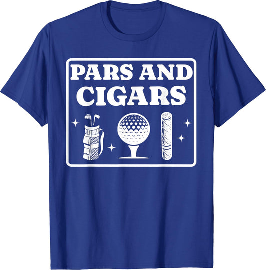 Pars and Cigars Golf Lover and Cigar Smoker Par Golfer T-Shirt - T-Shirt | Royal
