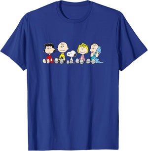 Peanuts : The Gang Sit Down - -Adults/Kids, Blue, Short Sleeve, Small, Classic Fit T-Shirt - T-Shirt | Royal