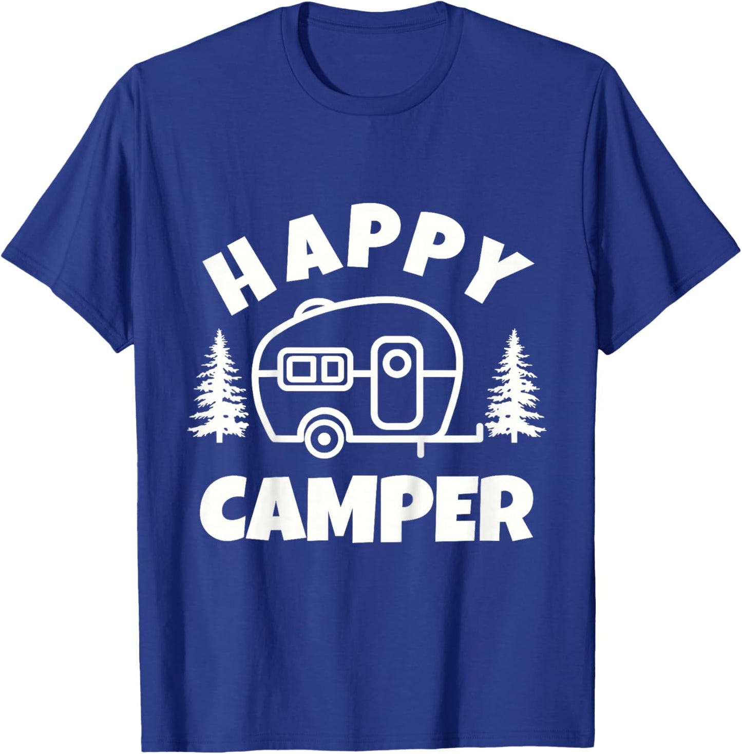 Cute Happy Camper RV Van Camping Summer Road Trip Boys Girls T-Shirt - T-Shirt | Royal
