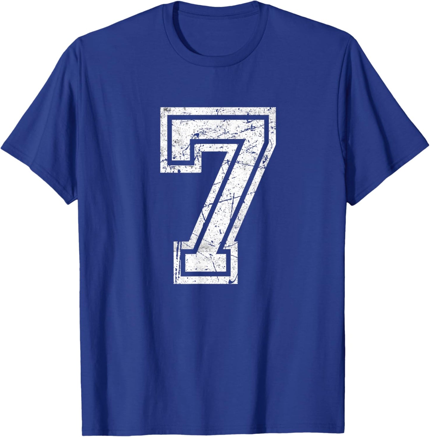 Vintage Number #7 Sport White Varsity Number T-Shirt - T-Shirt | Royal