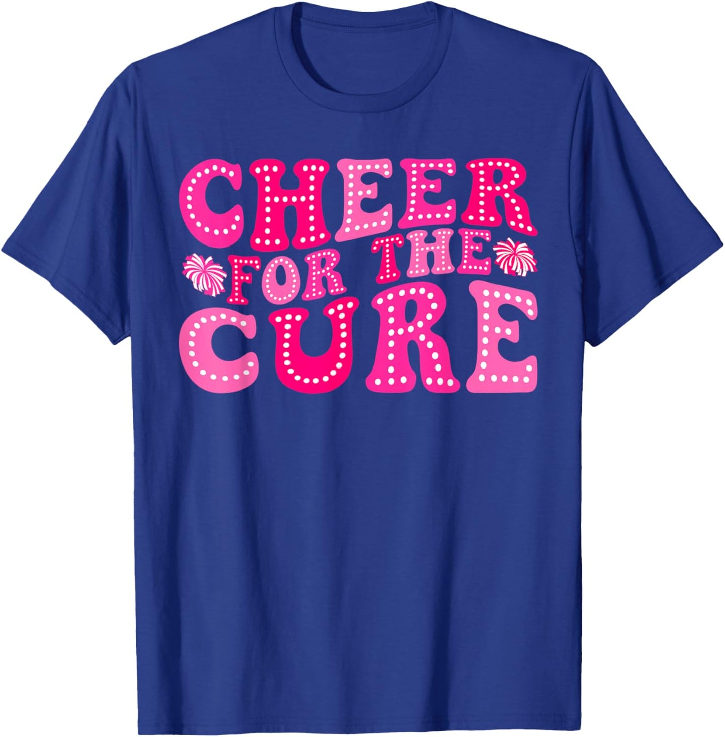 Cheer For The Cure Retro Breast Cancer Awareness Cheerleader T-Shirt - T-Shirt | Royal