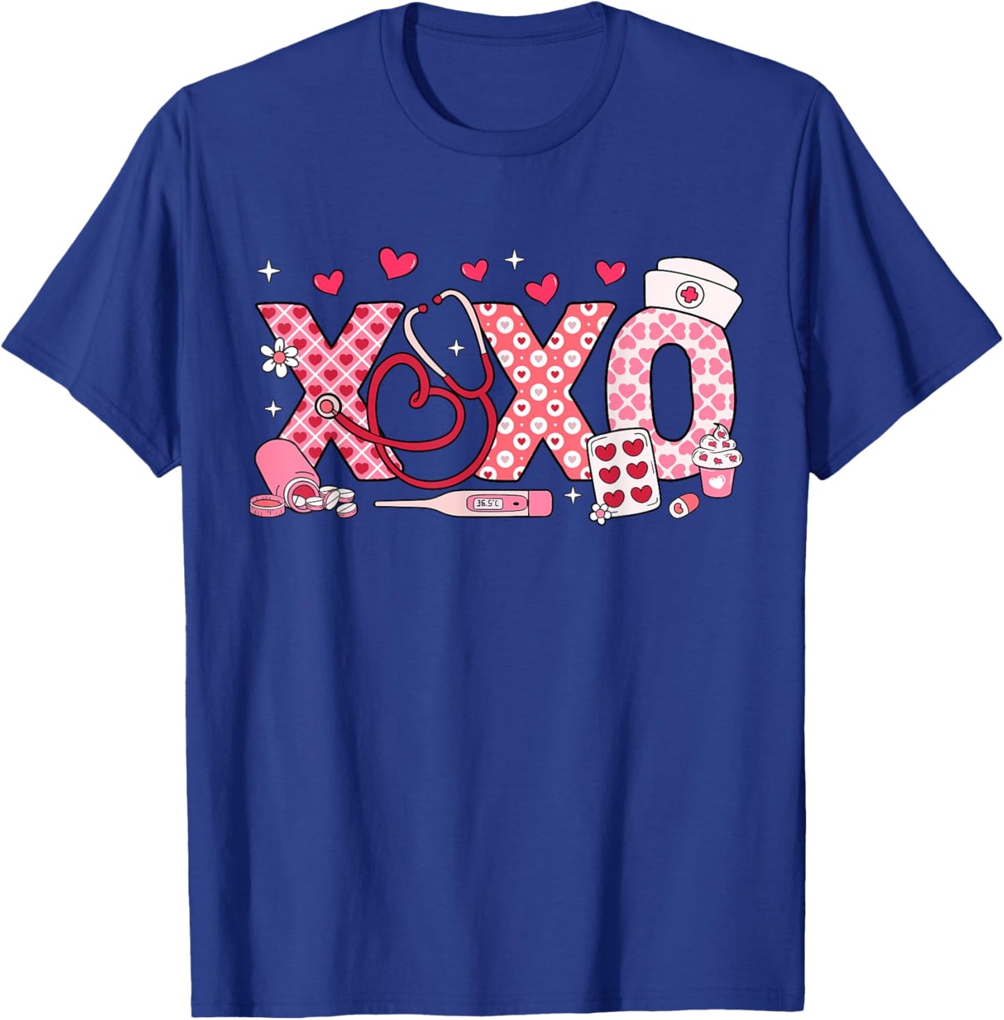 XOXO Nurse Valentines Day Stethoscope Valentine For Nurse T-Shirt - T-Shirt | Royal