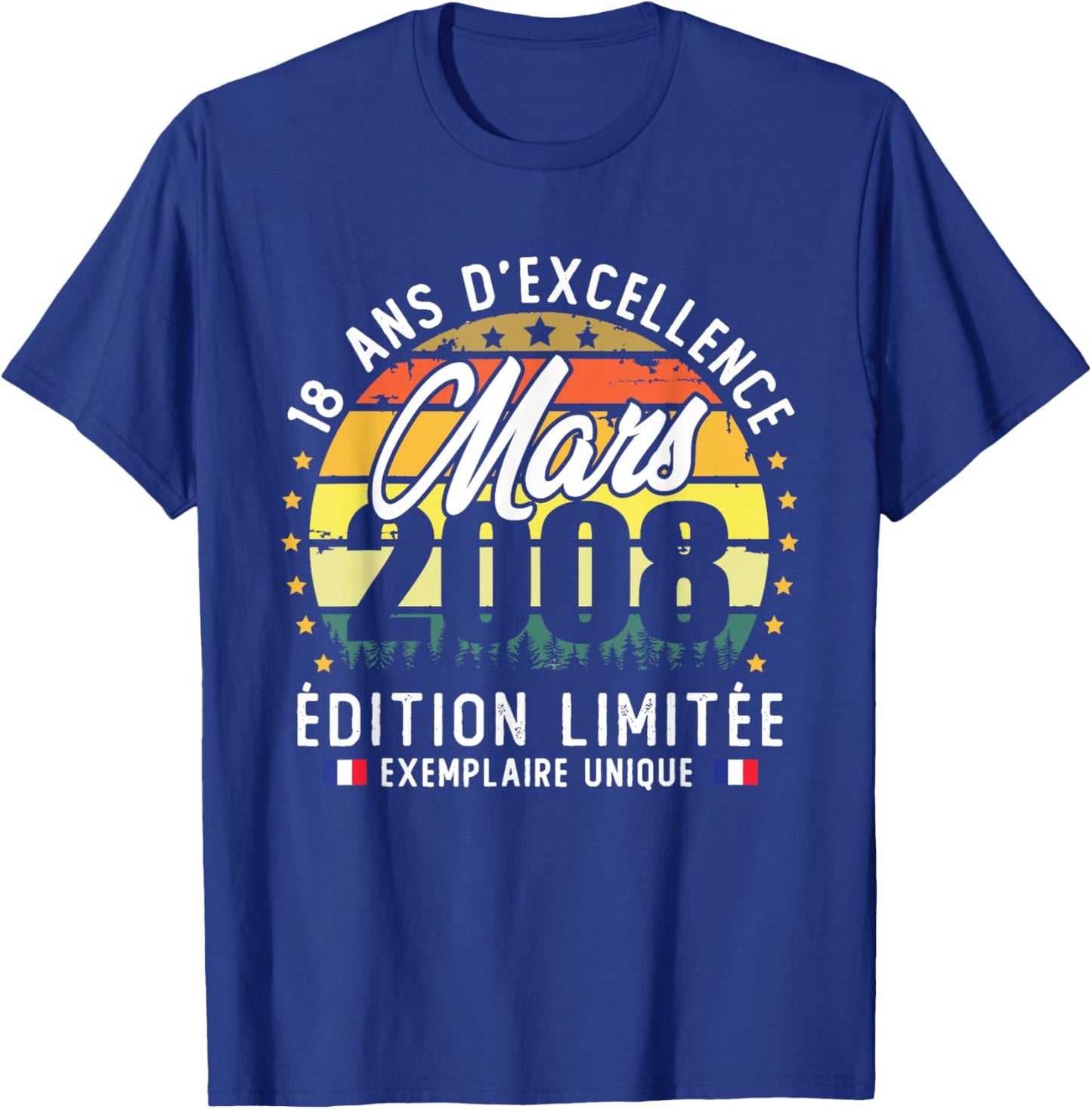Vintage March 2008 Birthday Gift 18 Years Boys Girls T-Shirt - T-Shirt | Royal