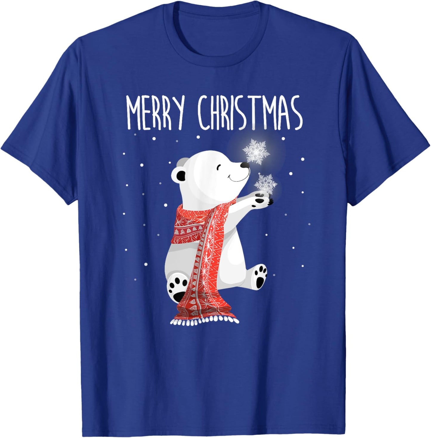 Cute Polar Bear Scarf Merry Christmas Xmas Holidays Gift T-Shirt - T-Shirt | Royal