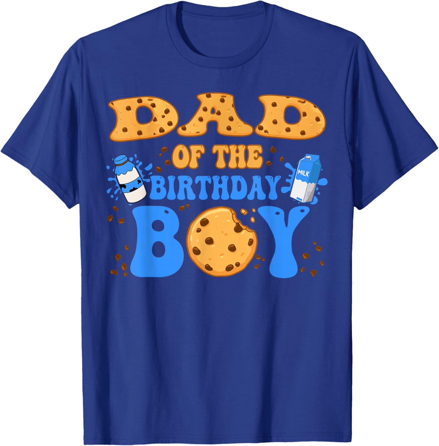 Dad Of The Birthday Boy Milk and Cookies Lover T-Shirt - T-Shirt | Royal