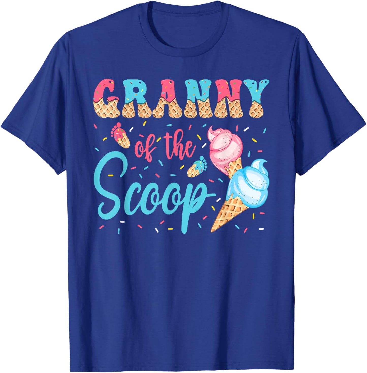 Granny Of The Scoop Ice Cream Gender Reveal Baby Shower T-Shirt - T-Shirt | Royal