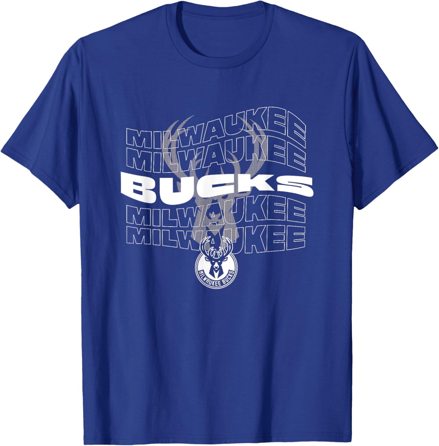 NBA Milwaukee Bucks Wave Outline Team Logo T-Shirt - T-Shirt | Royal