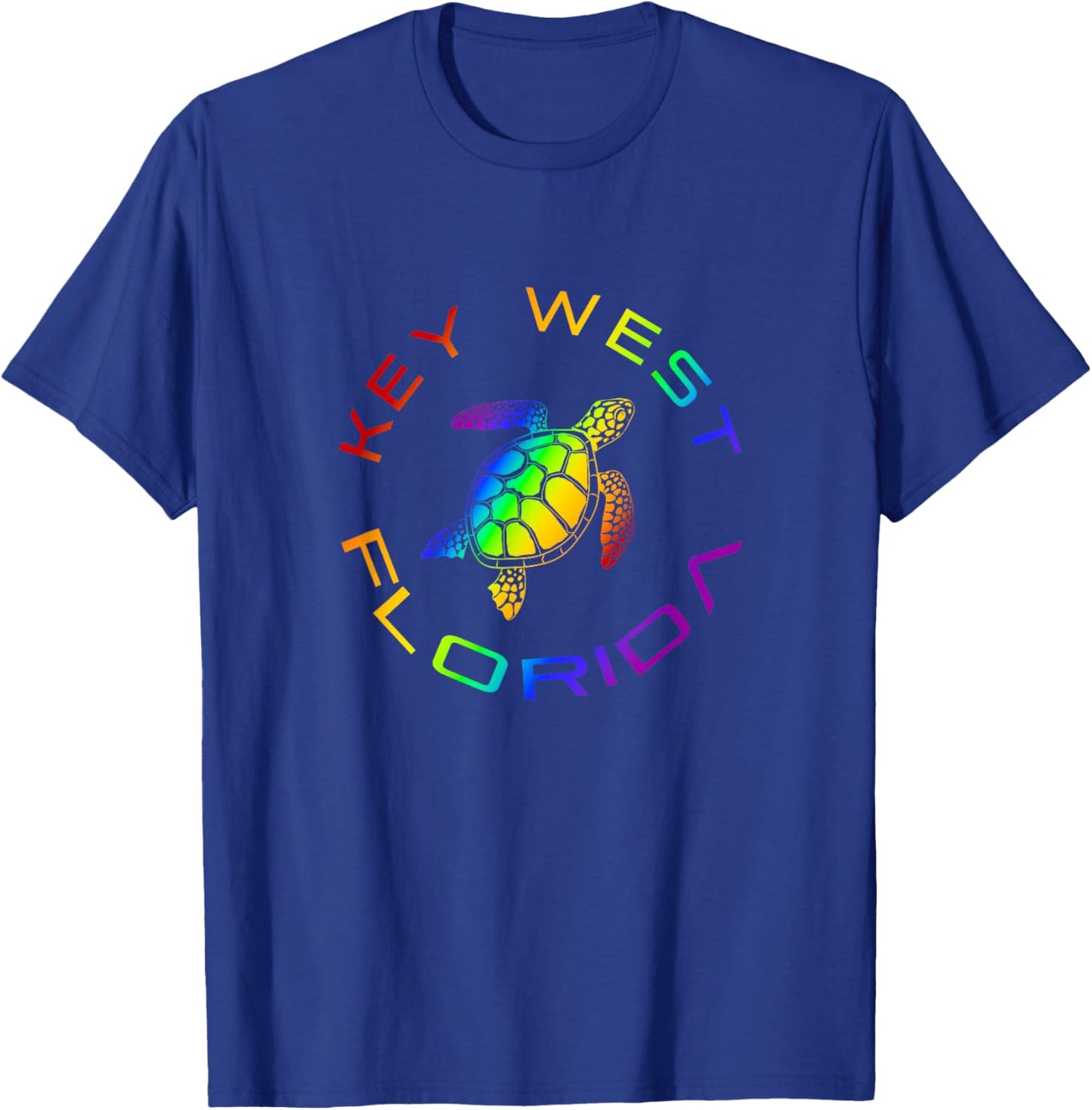 Florida Key West Rainbow Sea Turtle Stylish Beach T-Shirt - T-Shirt | Royal