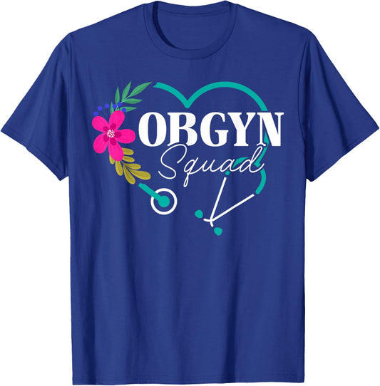 Floral OBGYN Squad Obstetrician Gynecologist Heart T-Shirt - T-Shirt | Royal
