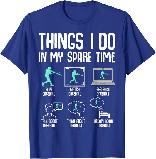 Baseball Things I Do In My Spare Time Kids Boys Youth T-Shirt - T-Shirt | Royal