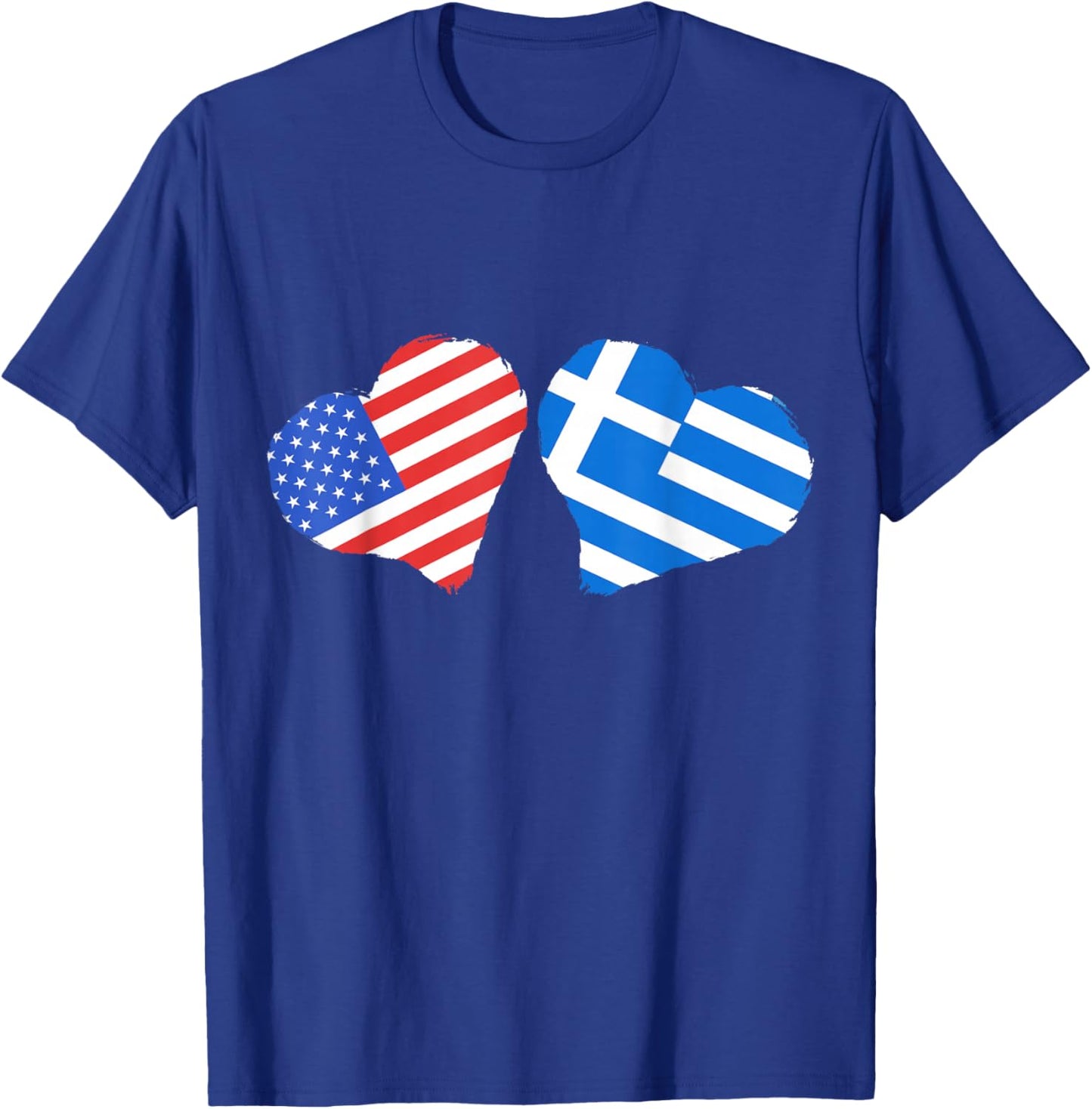 Half Greece Flag Half USA America Greek Roots Hellenic Greek T-Shirt - T-Shirt | Royal