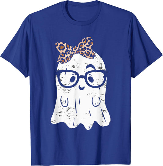 Ghost Eyeglass Girl Halloween Girly Ghost T-Shirt - T-Shirt | Royal
