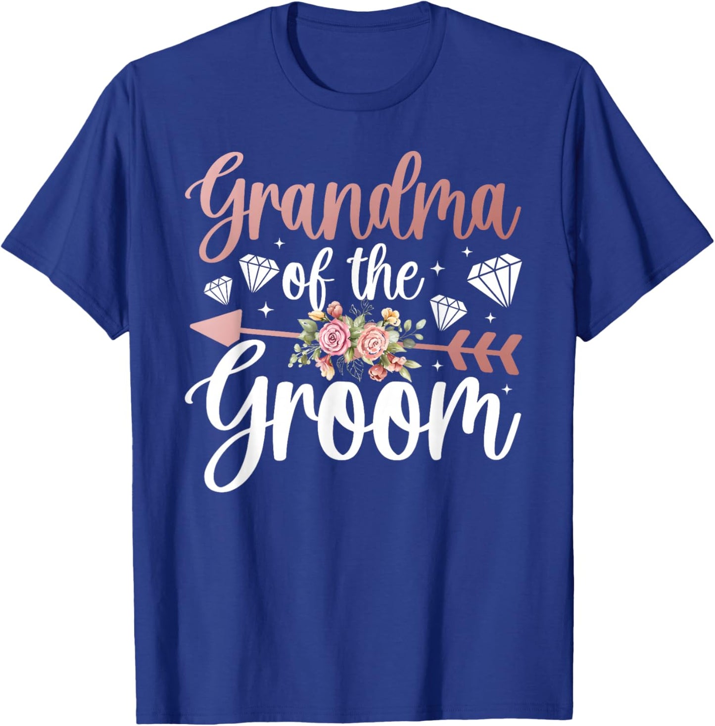 Groom's Grandma of The Groom Flowers Groom Grandma T-Shirt - T-Shirt | Royal