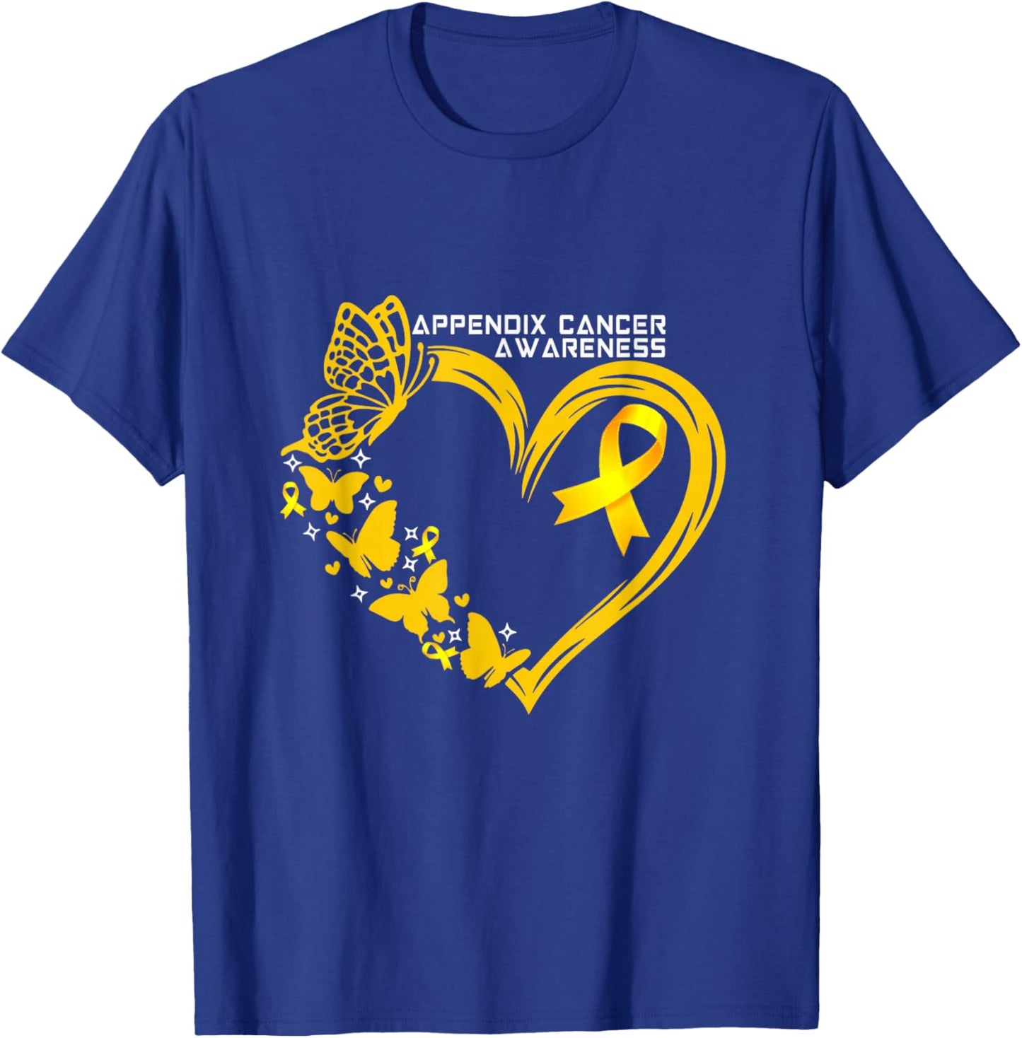 Appendix Cancer Awareness Heart Appendix Cancer Warrior T-Shirt - T-Shirt | Royal