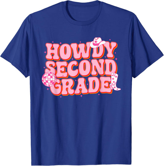 Howdy Second Grade Cowgirl Teacher 2nd Grade Back To School T-Shirt - T-Shirt | Royal