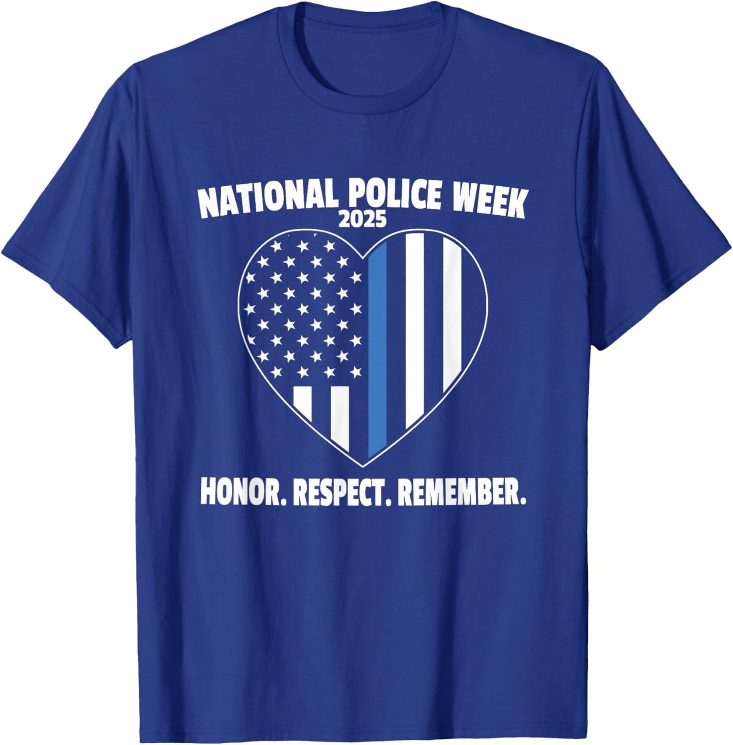 Blue Line American Flag National Police Week 2025 T-Shirt - T-Shirt | Royal