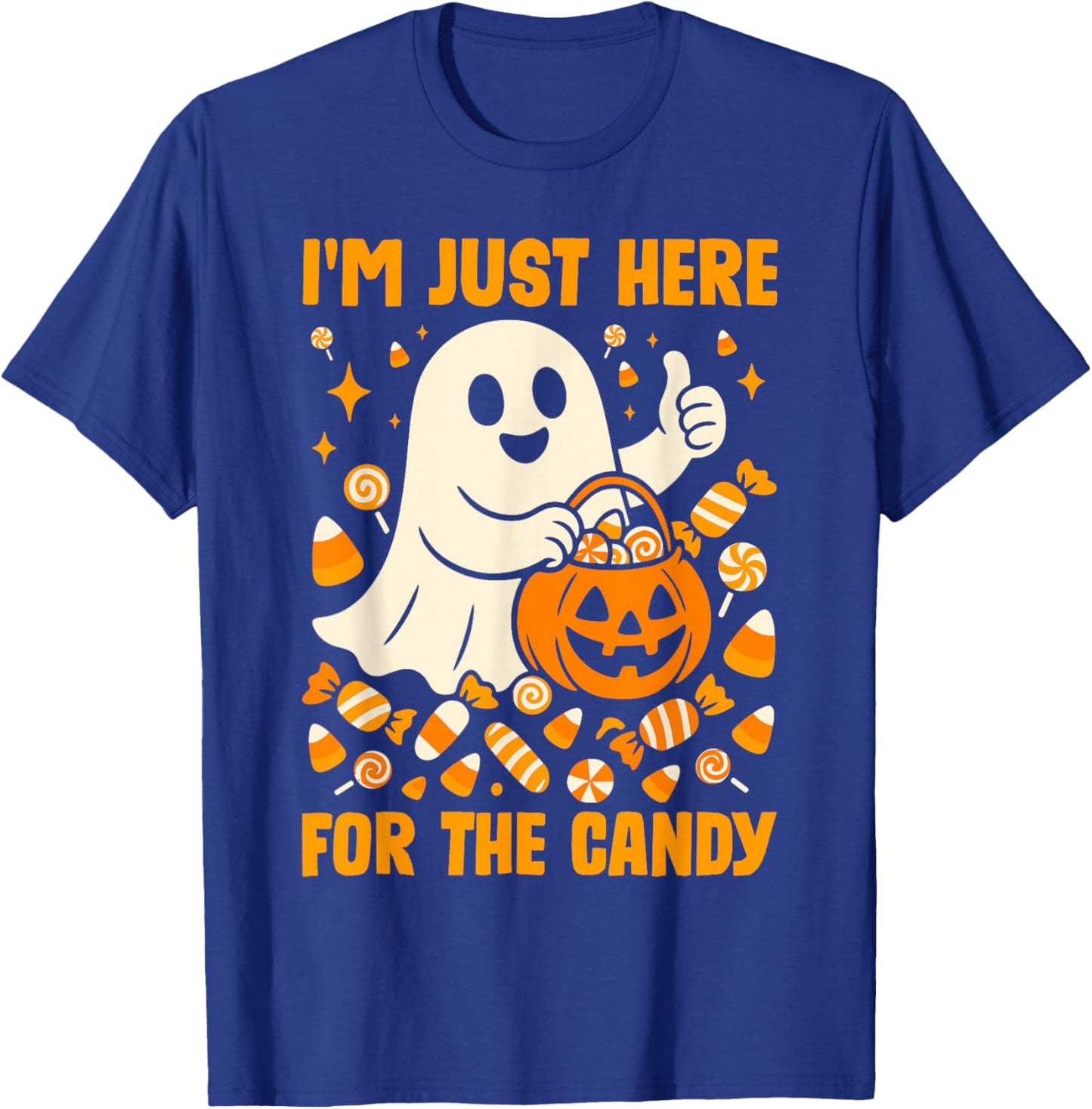 I'm Just Here for The Candy Halloween Pun Lollipop T-Shirt - T-Shirt | Royal