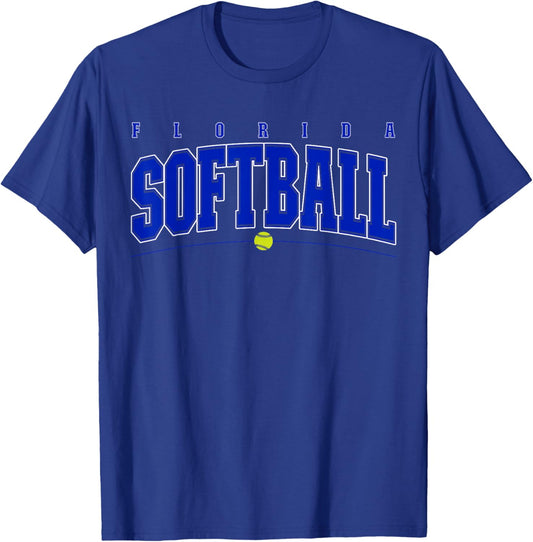 Florida Softball Vintage Kids Team Retro Softball Fan T-Shirt - T-Shirt | Royal