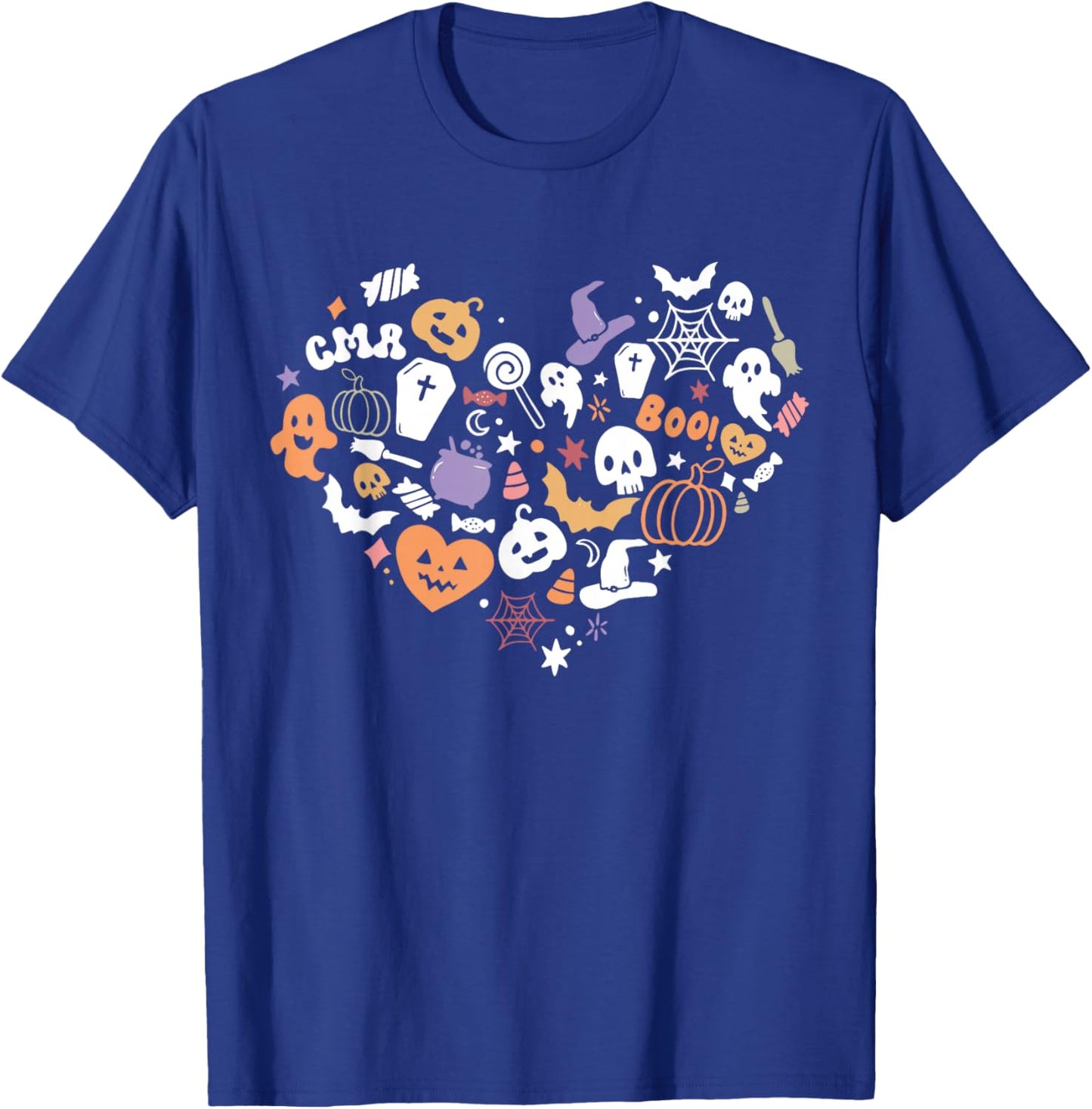 Spooky CMA Certified Medical Assistant Heart Halloween Vibes T-Shirt - T-Shirt | Royal