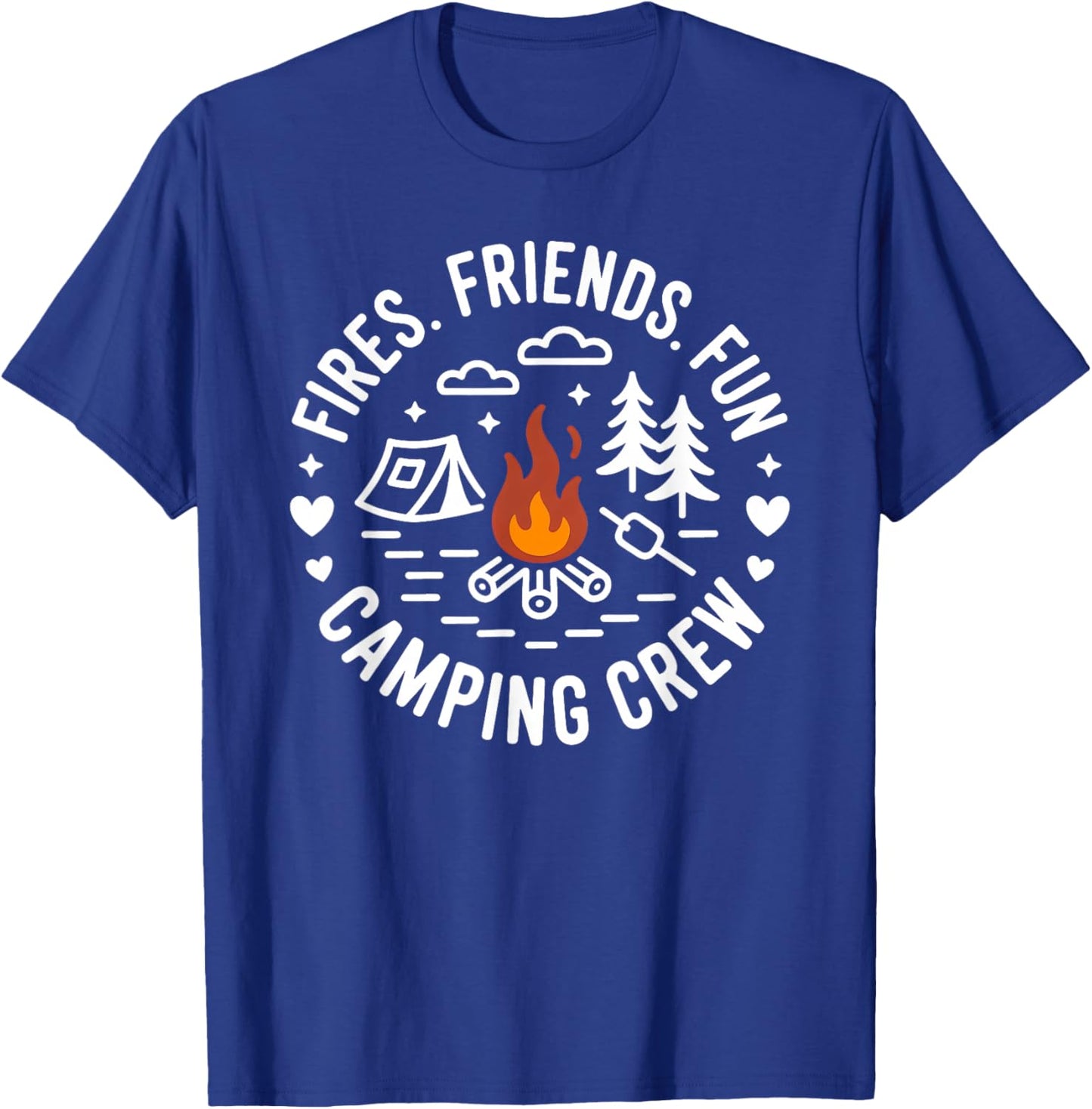 Fires Friends Fun Camping Crew Camper T-Shirt - T-Shirt | Royal