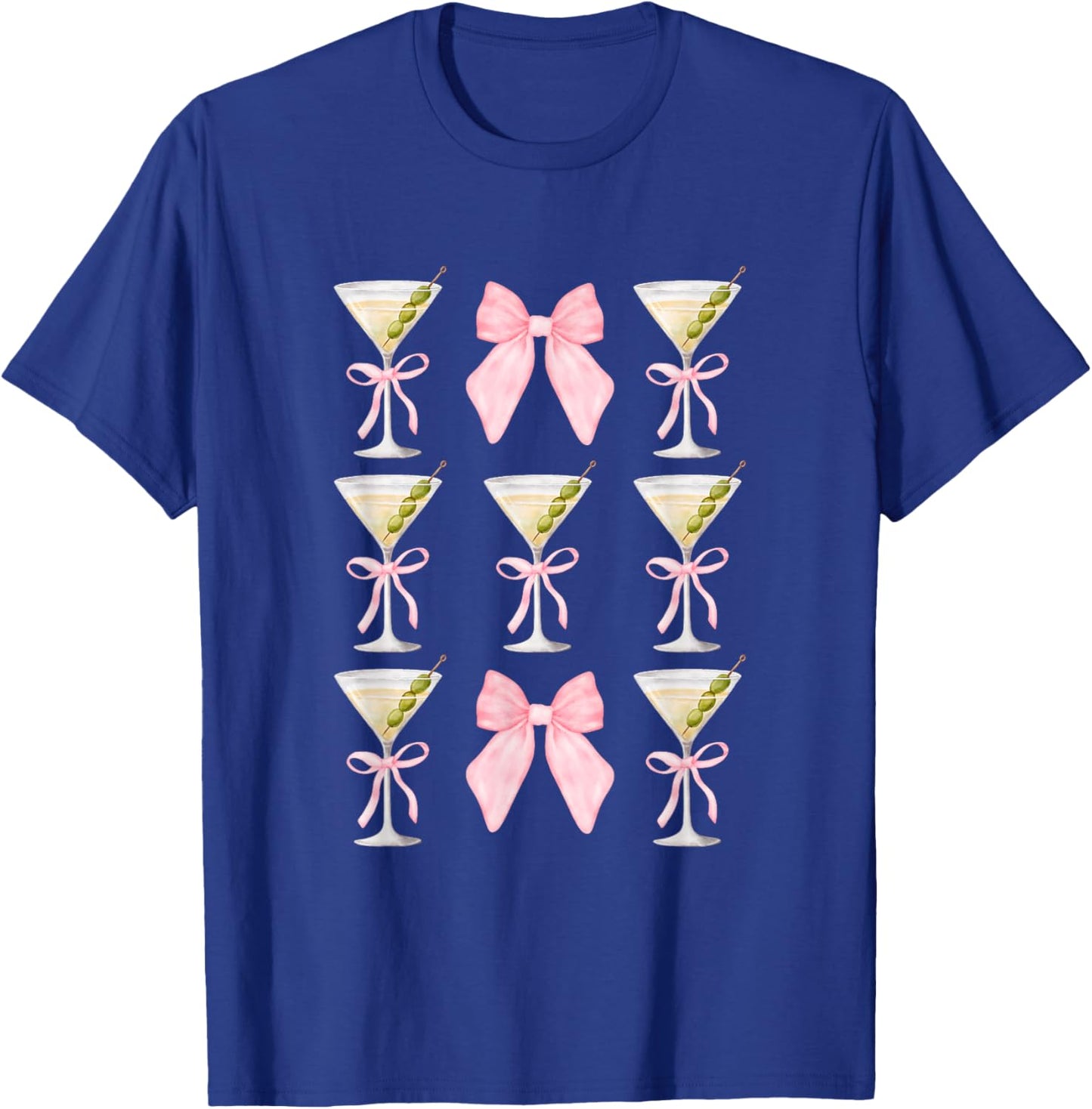 Coquette Pink Bow Martini Time Drinking Vintage Cocktails T-Shirt - T-Shirt | Royal