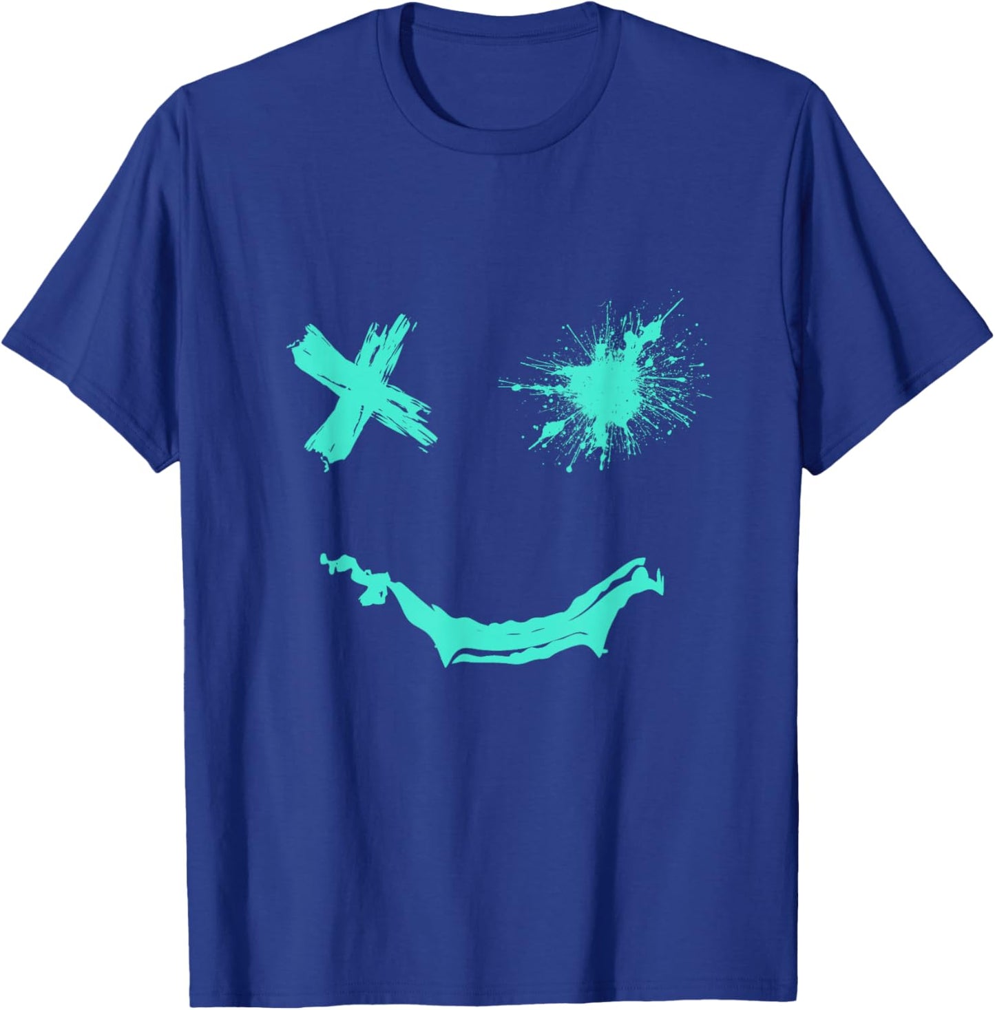 Light Teal Aqua Smile Grunge Face Light Teal Aqua Color T-Shirt - T-Shirt | Royal