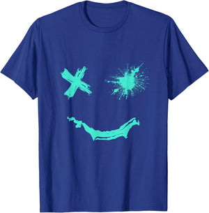 Light Teal Aqua Smile Grunge Face Light Teal Aqua Color T-Shirt - T-Shirt | Royal