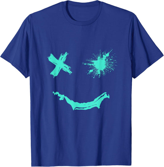 Light Teal Aqua Smile Grunge Face Light Teal Aqua Color T-Shirt - T-Shirt | Royal