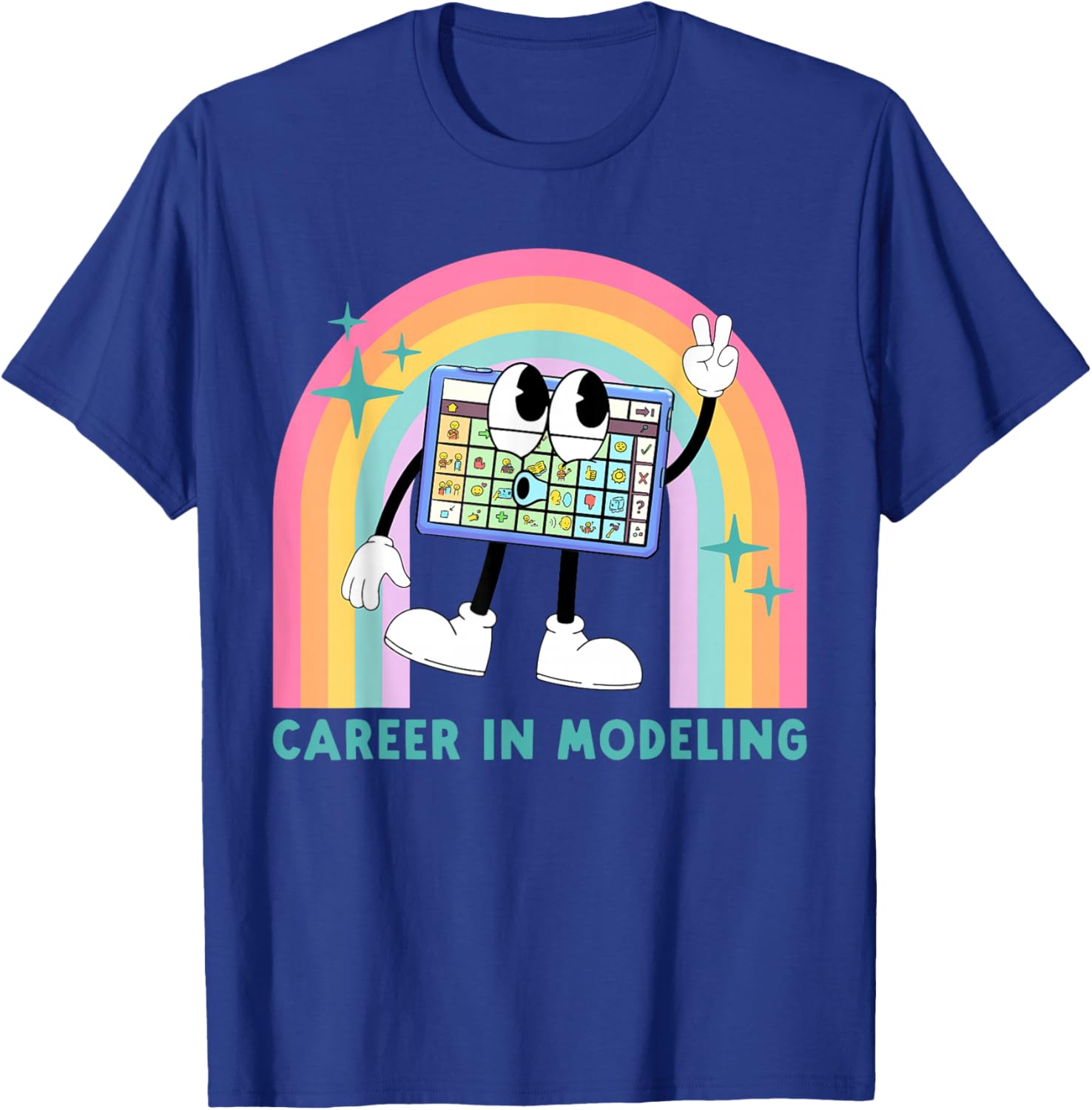 Career in Modeling AAC Teacher SLP SPED Communication Autism T-Shirt - T-Shirt | Royal