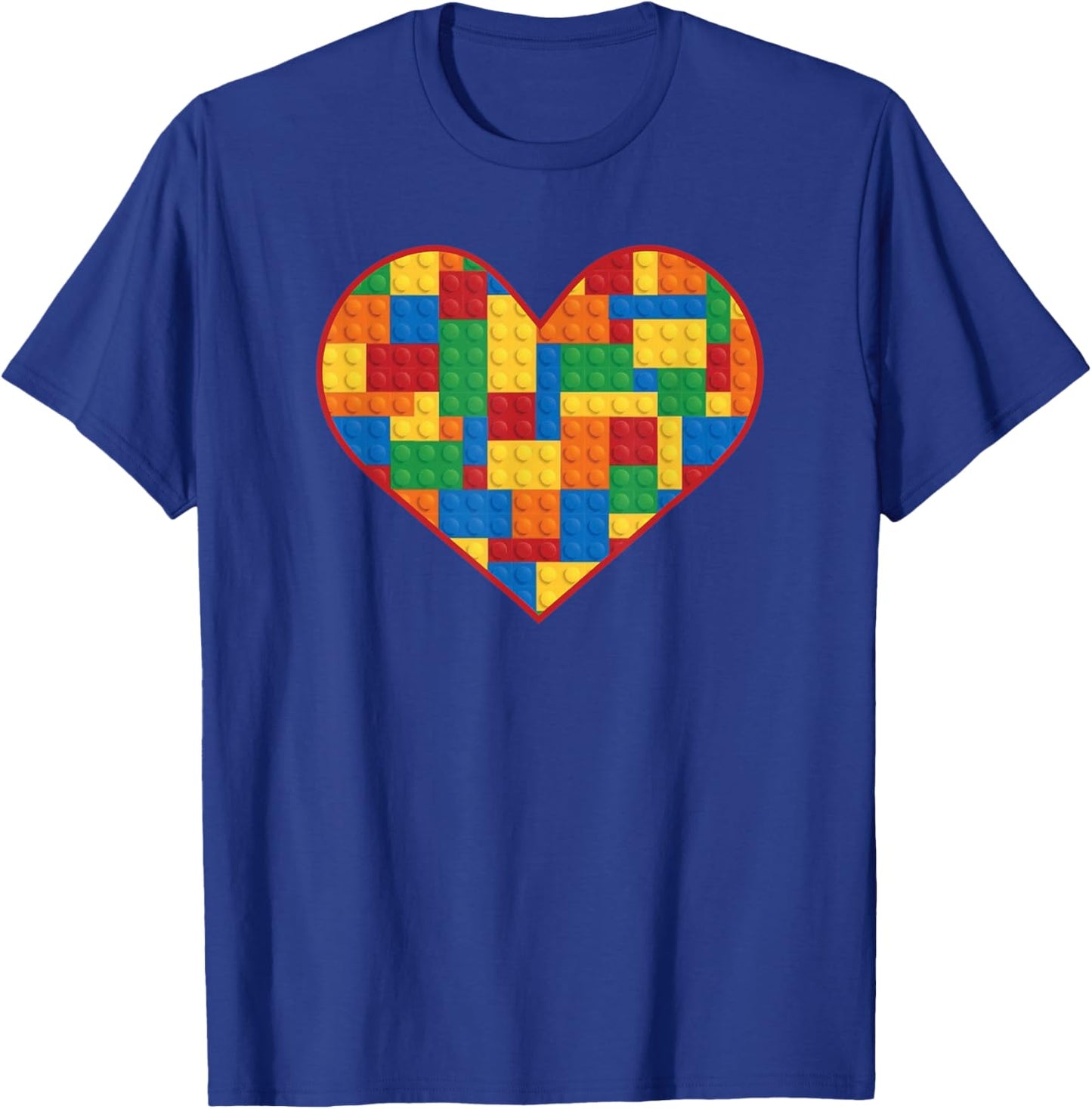 Block Building Heart Love Brick Building Builder T-Shirt - T-Shirt | Royal