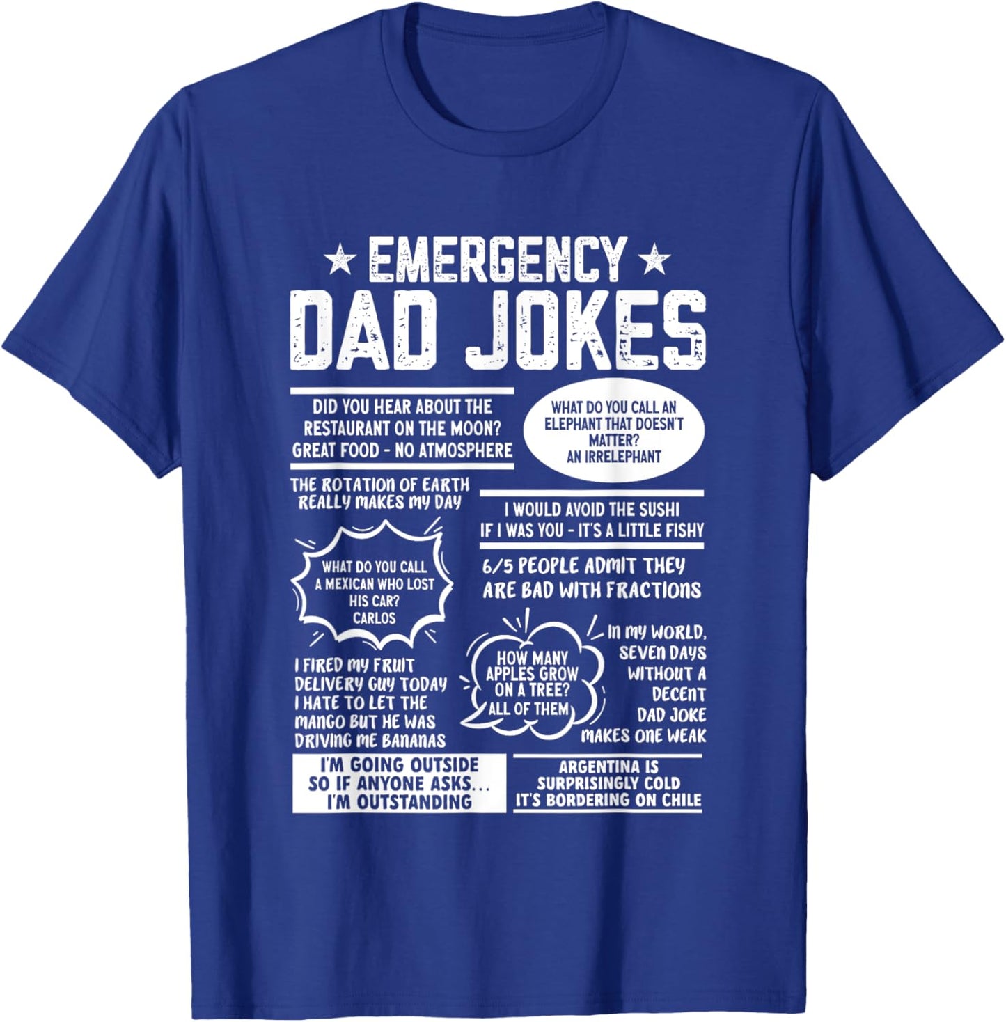 Emergency Dad Jokes Funny Pun Dad Joke T-Shirt - T-Shirt | Royal