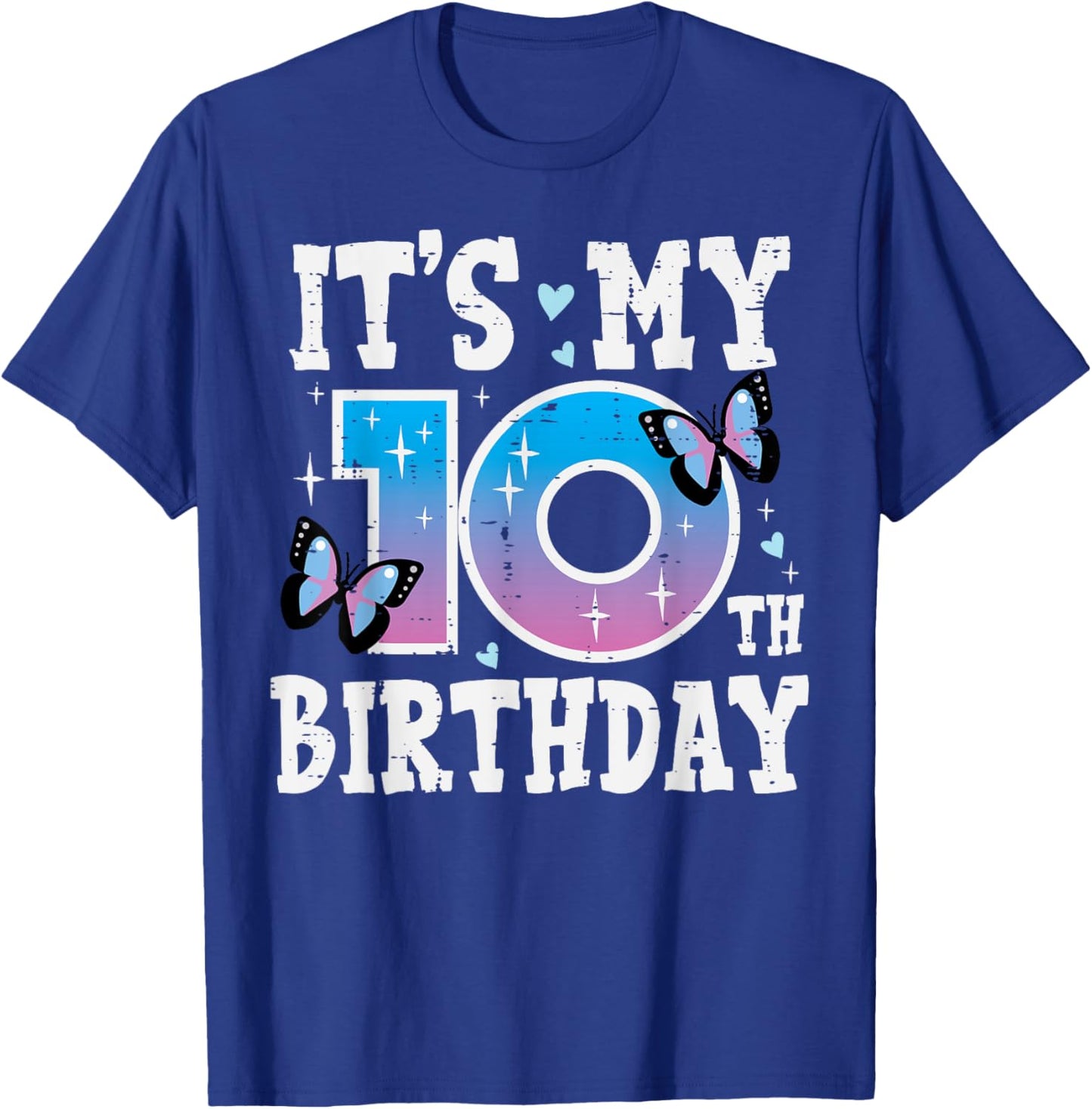 Its My 10th Birthday Butterfly Bday 10 Years Old Girls Kids T-Shirt - T-Shirt | Royal