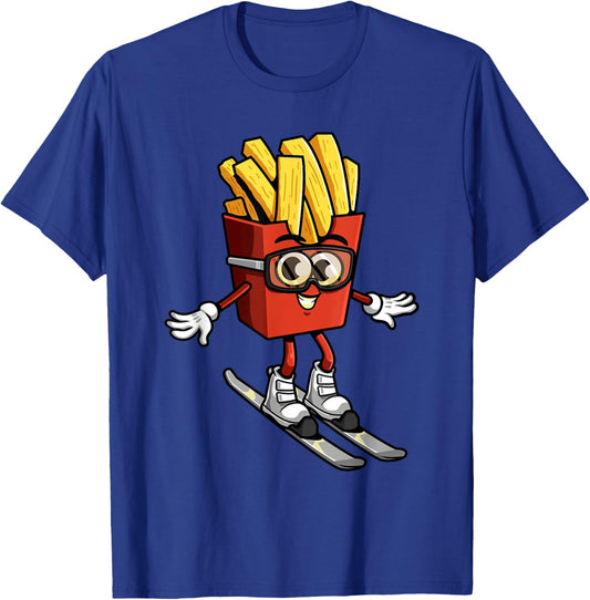 Funny French Fry Ski Potato Fries Skiing Instructor Outfit T-Shirt - T-Shirt | Royal