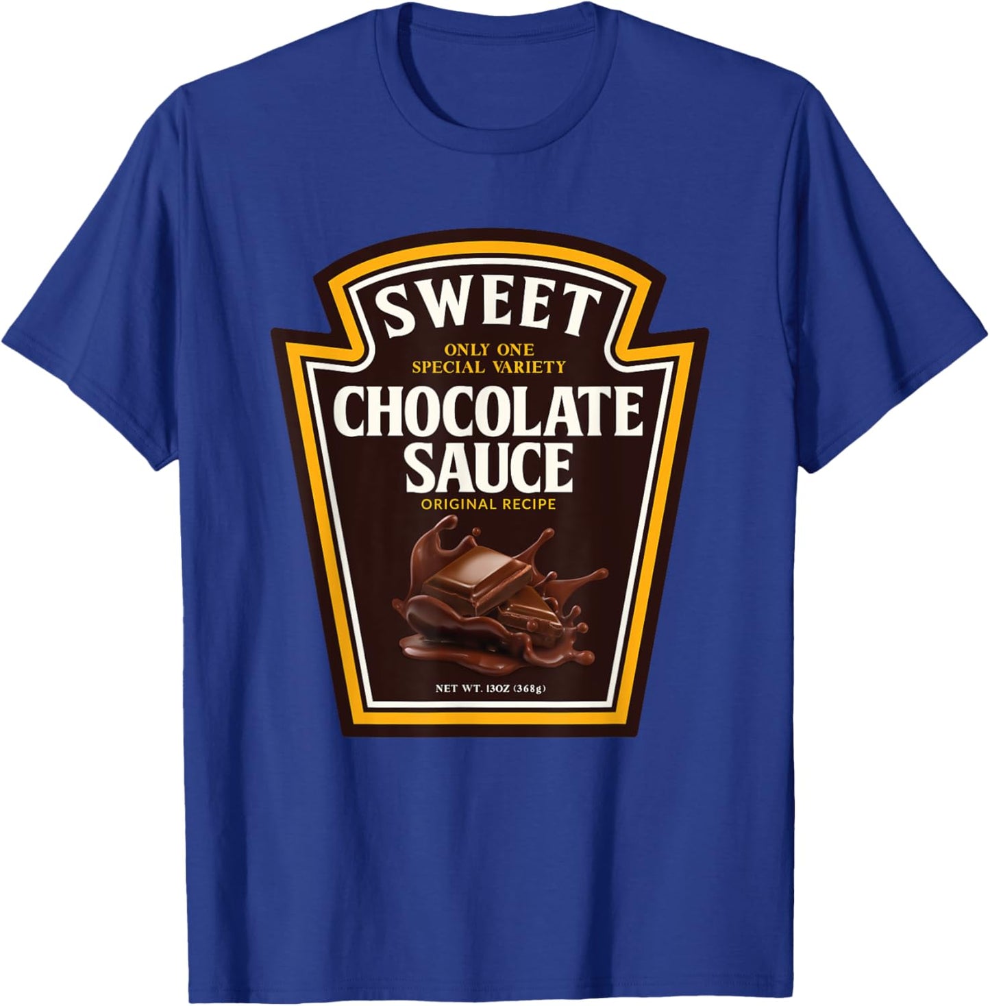 Sweet Chocolate Sauce Funny Bottle Label Condiment design T-Shirt - T-Shirt | Royal
