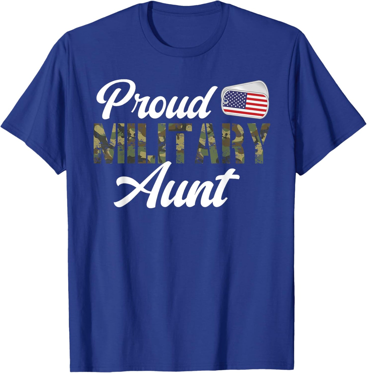 Proud Military Aunt US Flag Soldier Auntie T-Shirt - T-Shirt | Royal