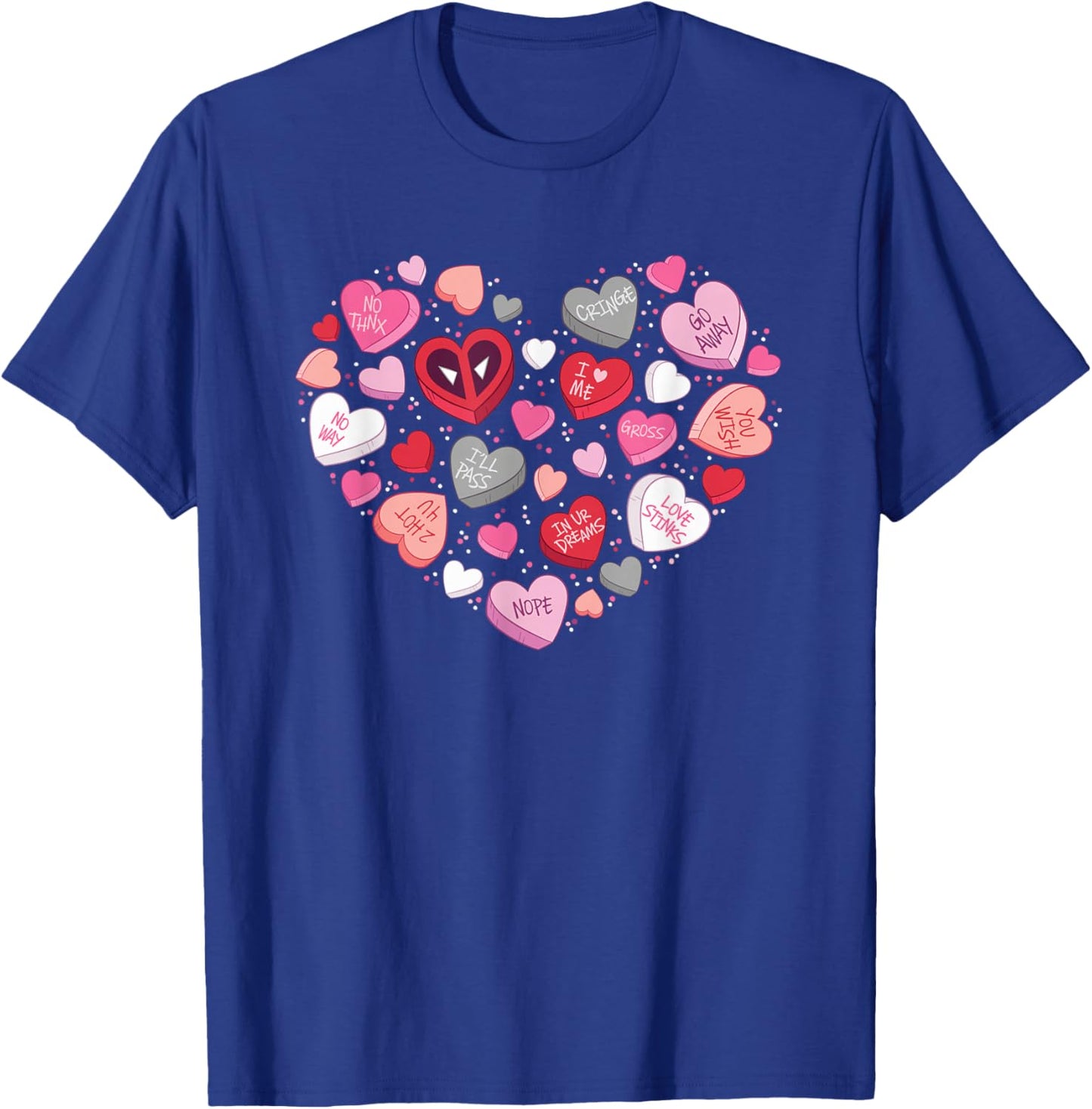 Marvel Valentine’s Day Deadpool Anti-Love Candy Hearts T-Shirt - T-Shirt | Royal