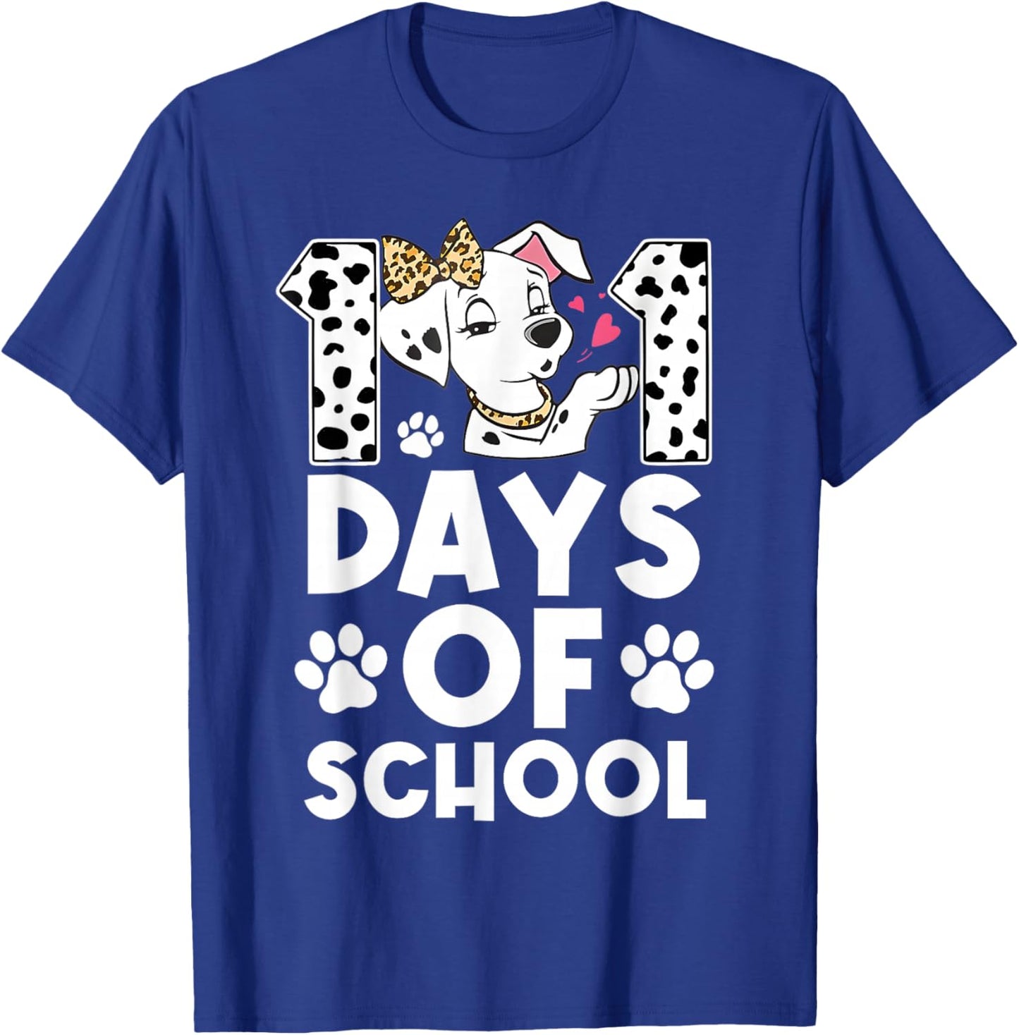 Happy 101 Days School Cute Dog 100 Days Student Teacher T-Shirt - T-Shirt | Royal