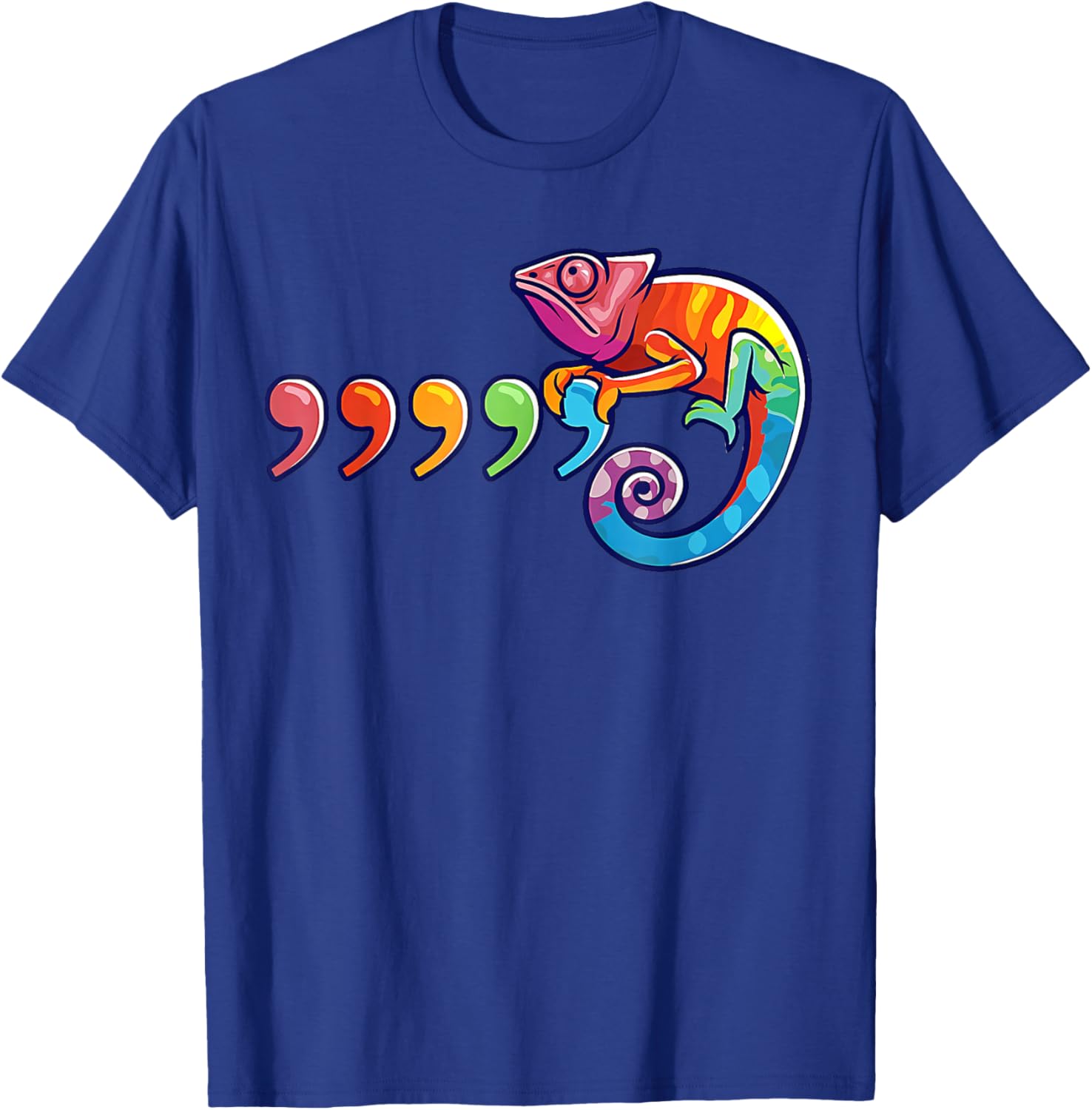 Comma Chameleon Funny 80's Throwback T-Shirt - T-Shirt | Royal
